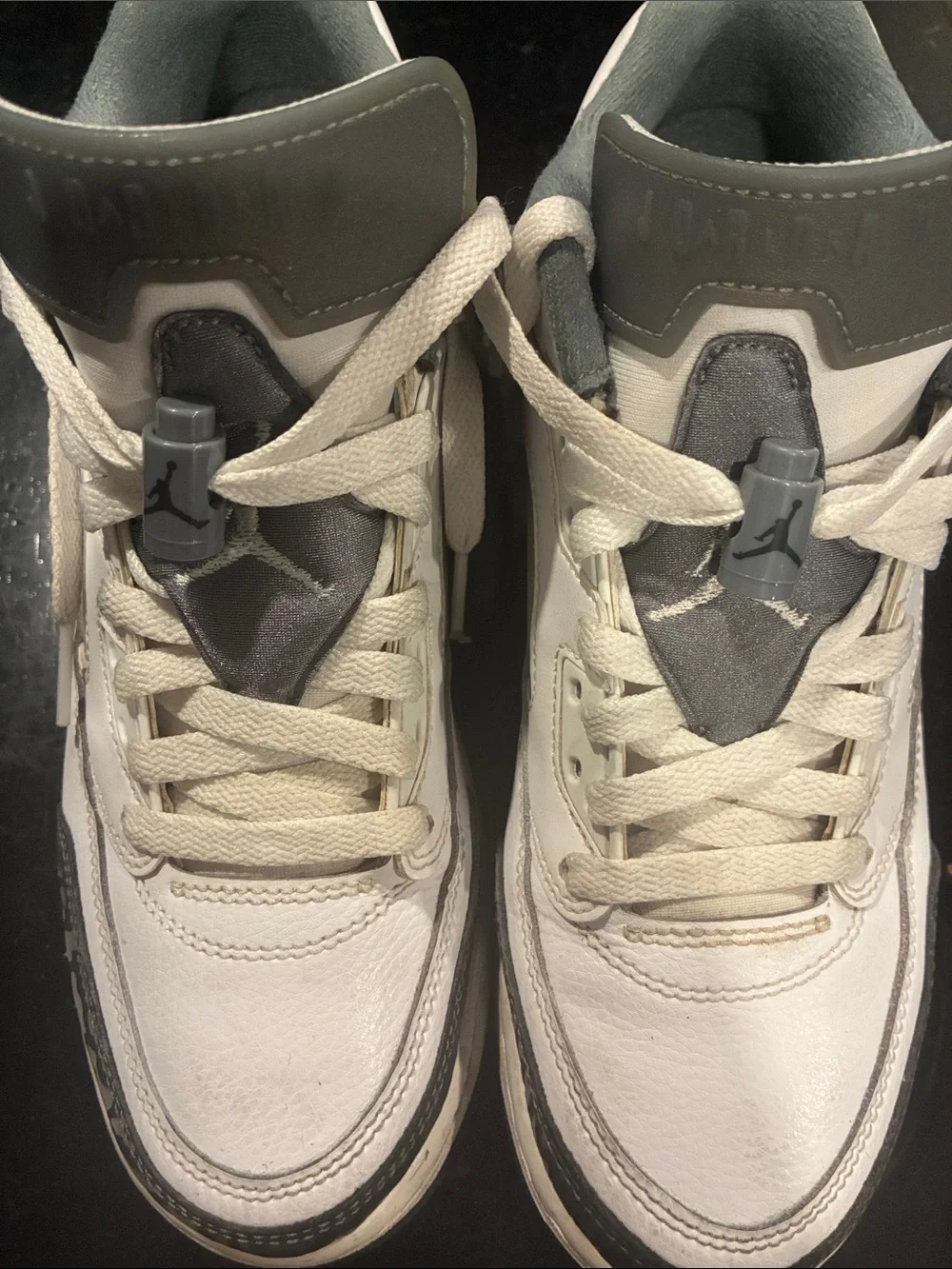Jordan Men’s White and Gray Retro Lace-Up Sneakers